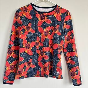 Hang Ten Rash Guard Womens XS Floral Long Sleeve UPF 50 Swim Top Surf Beach